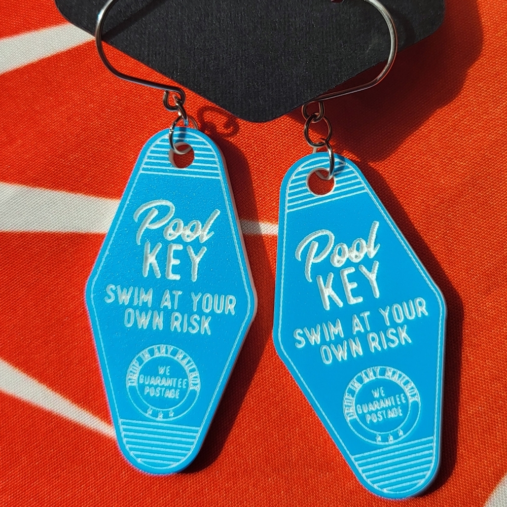 Vintage Motel Pool Keychain Earrings